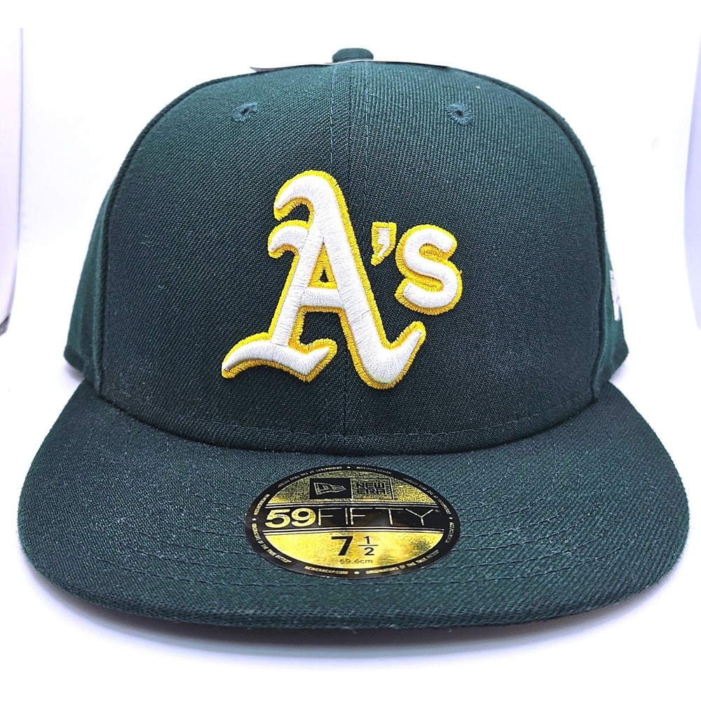 New Era 59FIFTY Oakland Athletics Hat Green Yellow Eastside Fitted 7 1/2 MLB